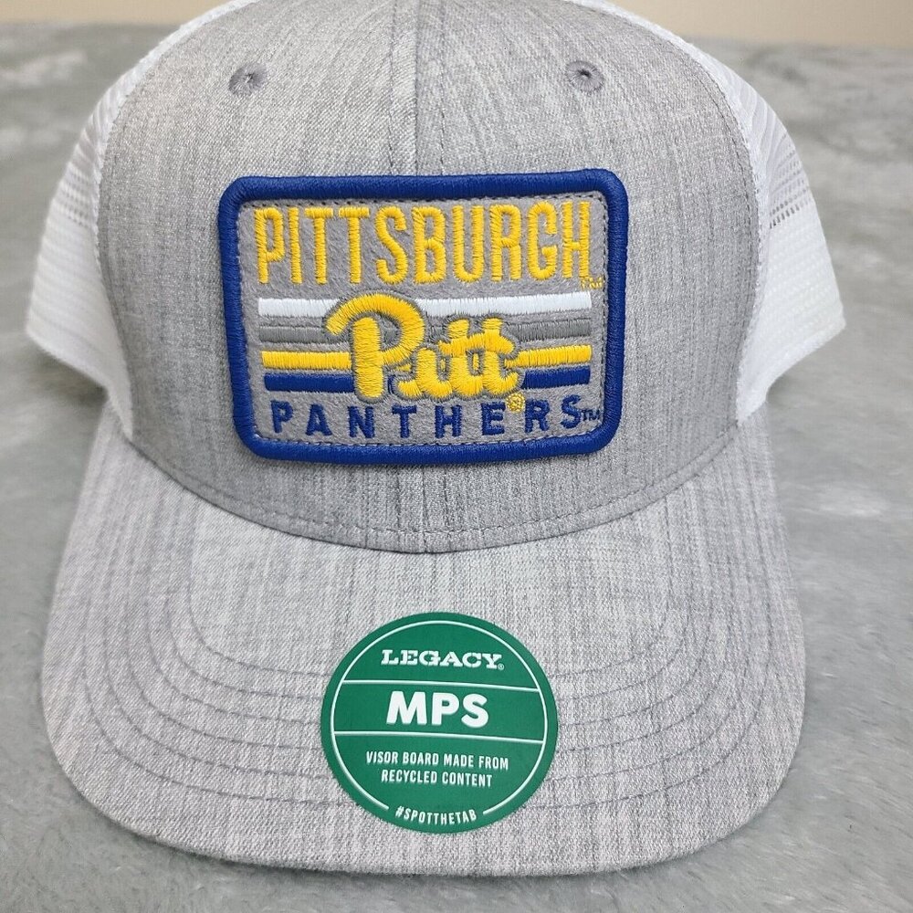 League-Legacy Adult Pittsburgh Panthers Grey Mid-Pro Trucker Hat